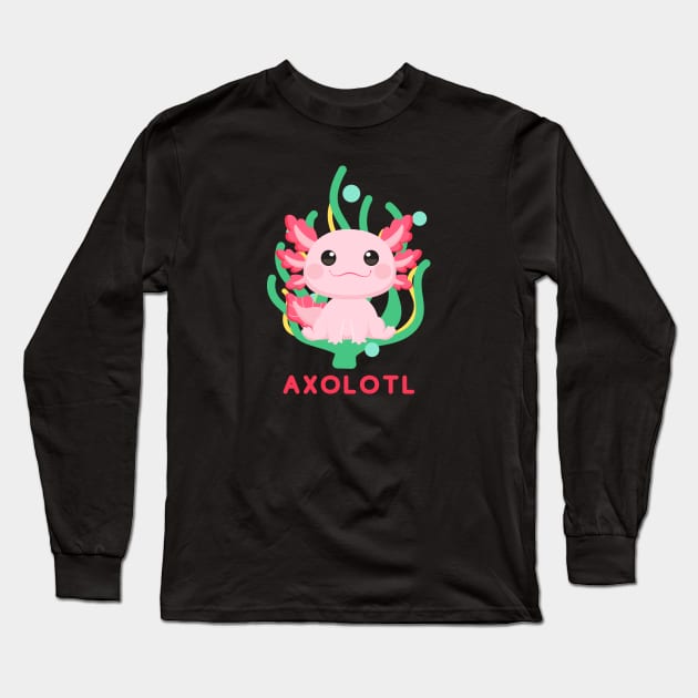 Cute Baby Lounging Axolotl Long Sleeve T-Shirt by little osaka shop